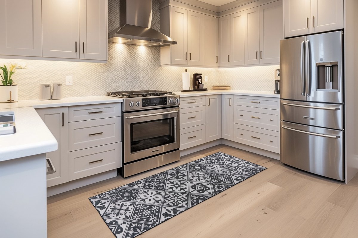 Luna 107 — Tapis de Cuisine Gris | 60 x 180 cm