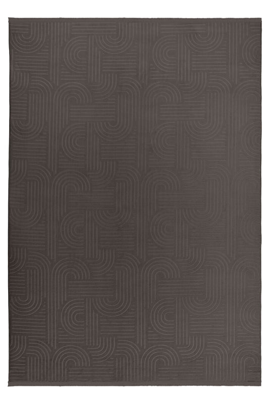 Tapis Damla anthracite lavable à effet 3D et dos antidérapant