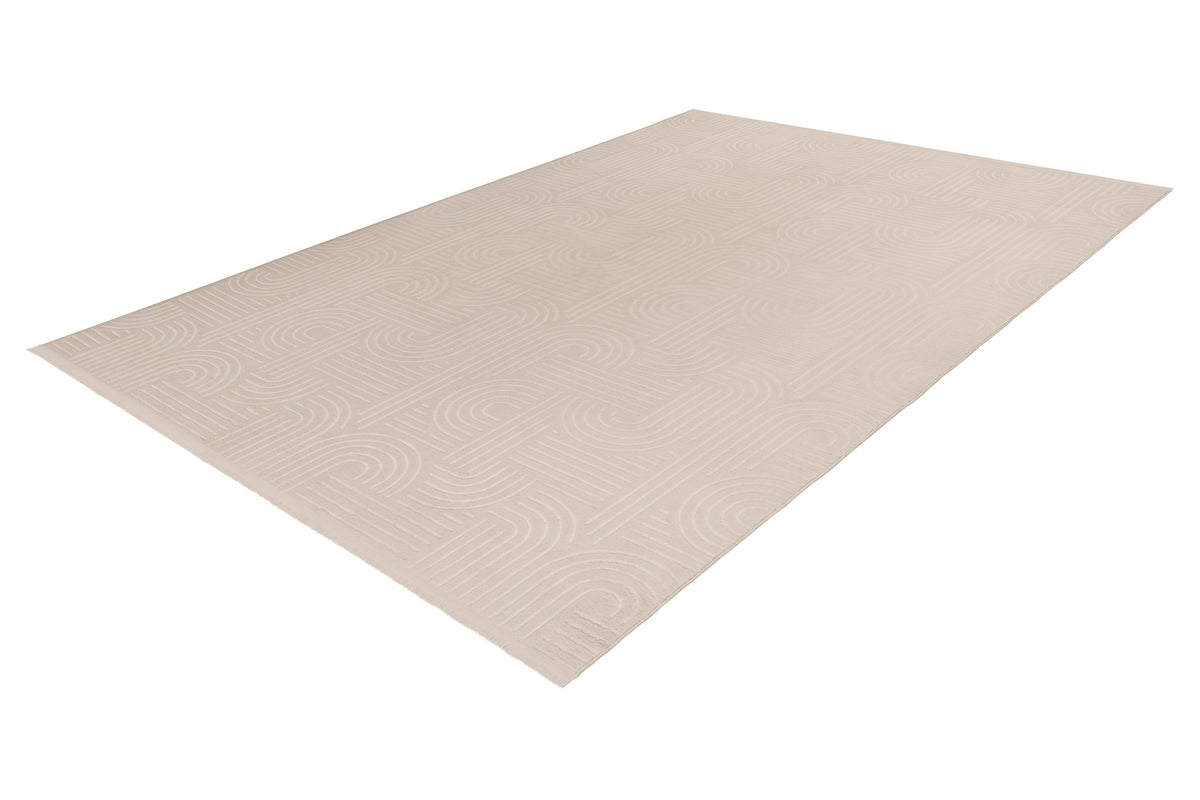Tapis Damla lavable  beige à effet 3D, toucher doux et dos antidérapant