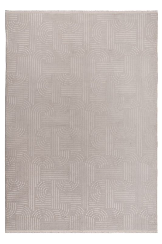 Tapis Damla gris lavable à effet 3D et dos antidérapant