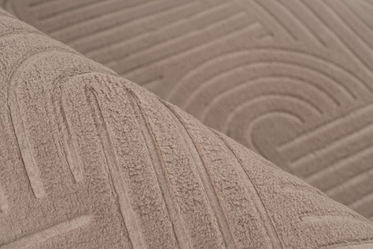 Tapis Damla taupe lavable à effet 3D et dos antidérapant