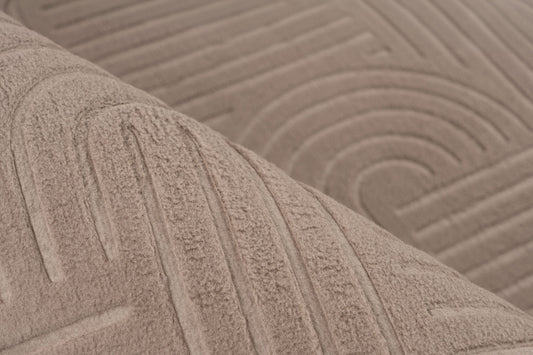 Tapis Damla taupe lavable à effet 3D et dos antidérapant
