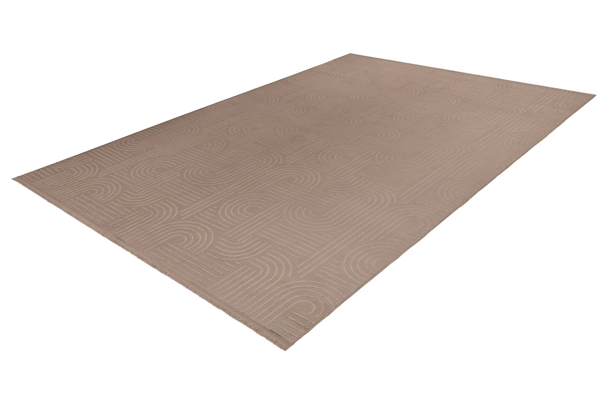 Tapis Damla taupe lavable à effet 3D et dos antidérapant