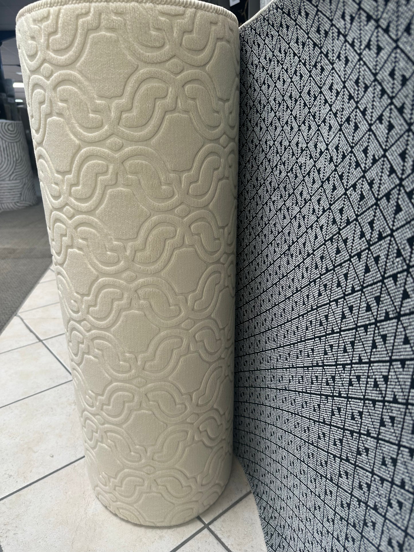 Tapis Passage Beige Relief – Lavable & Antidérapant – Découpe Personnalisée