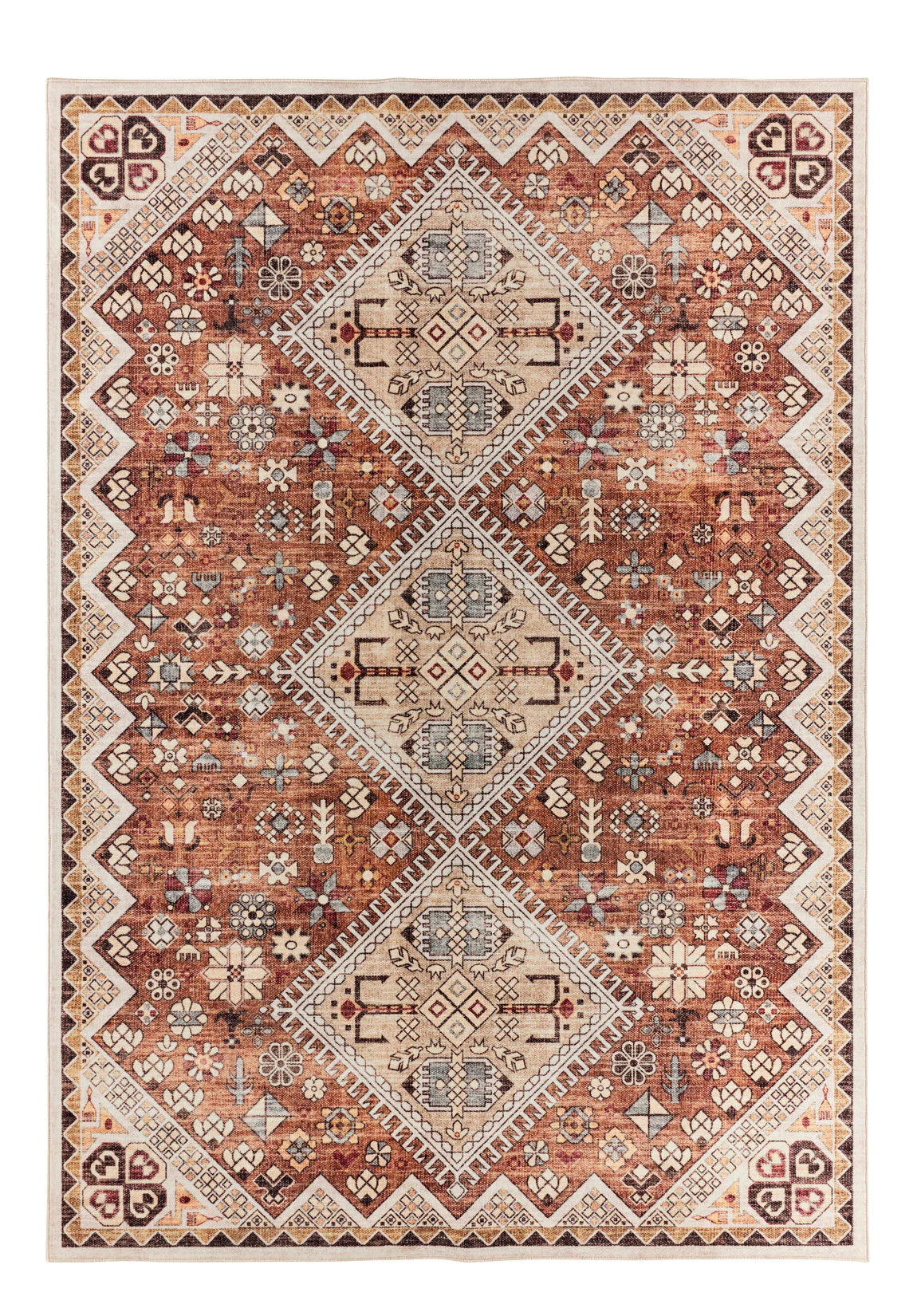OTTOMAN – Tapis à Motifs Traditionnels Beige