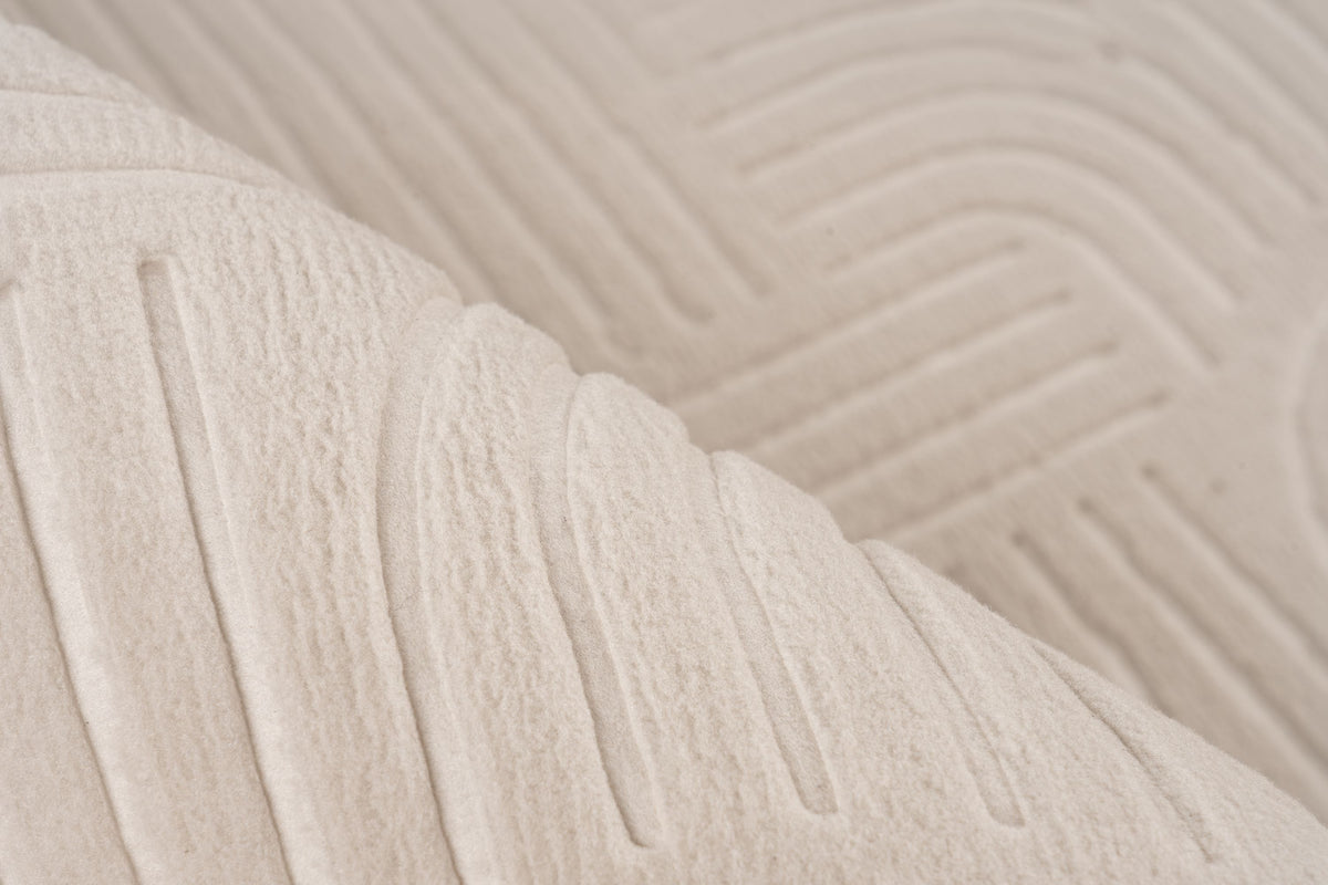 Tapis Damla lavable  beige à effet 3D, toucher doux et dos antidérapant