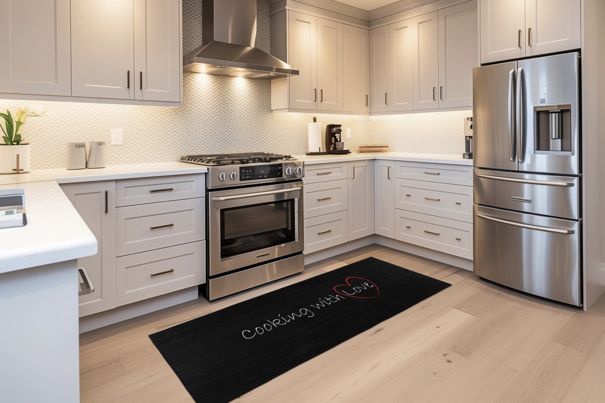 Luna 102 — Tapis de Cuisine Noir | 60 x 180 cm